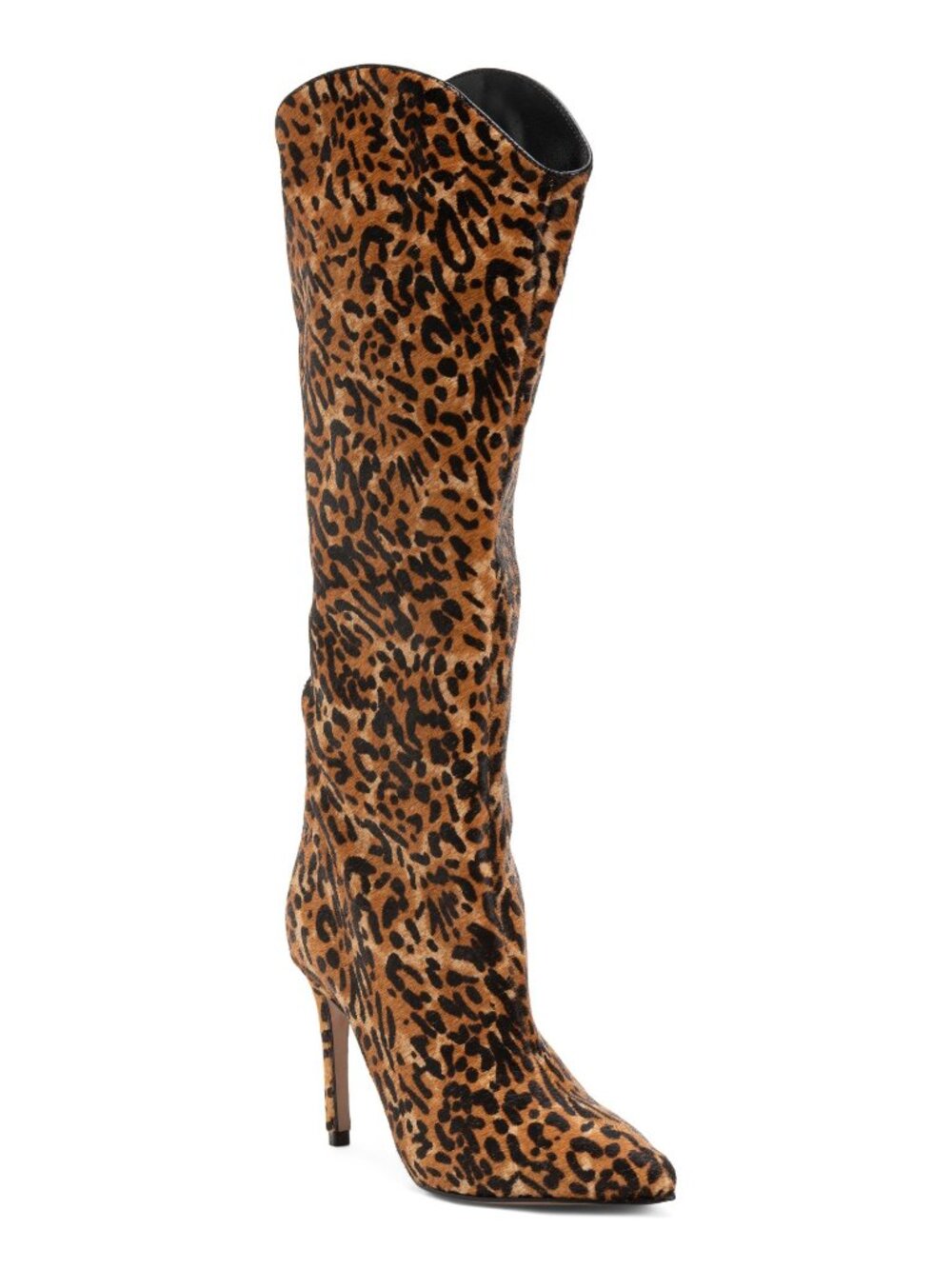 SCHUTZ Maryana Wild Boots Size 5.5 Leopard Calf Hair Stiletto Heels NEW $338